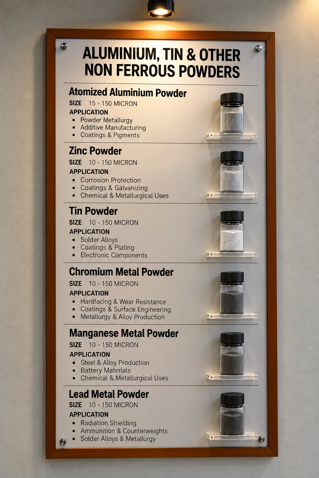 Other Non-Ferrous Metal Powders powder display board